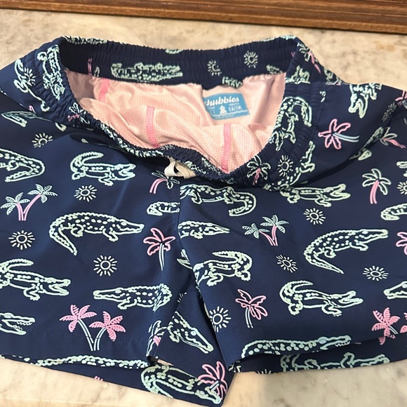 Chubbies Navy Crocodile and Palm Swim Shorts - Picture 1 of 3